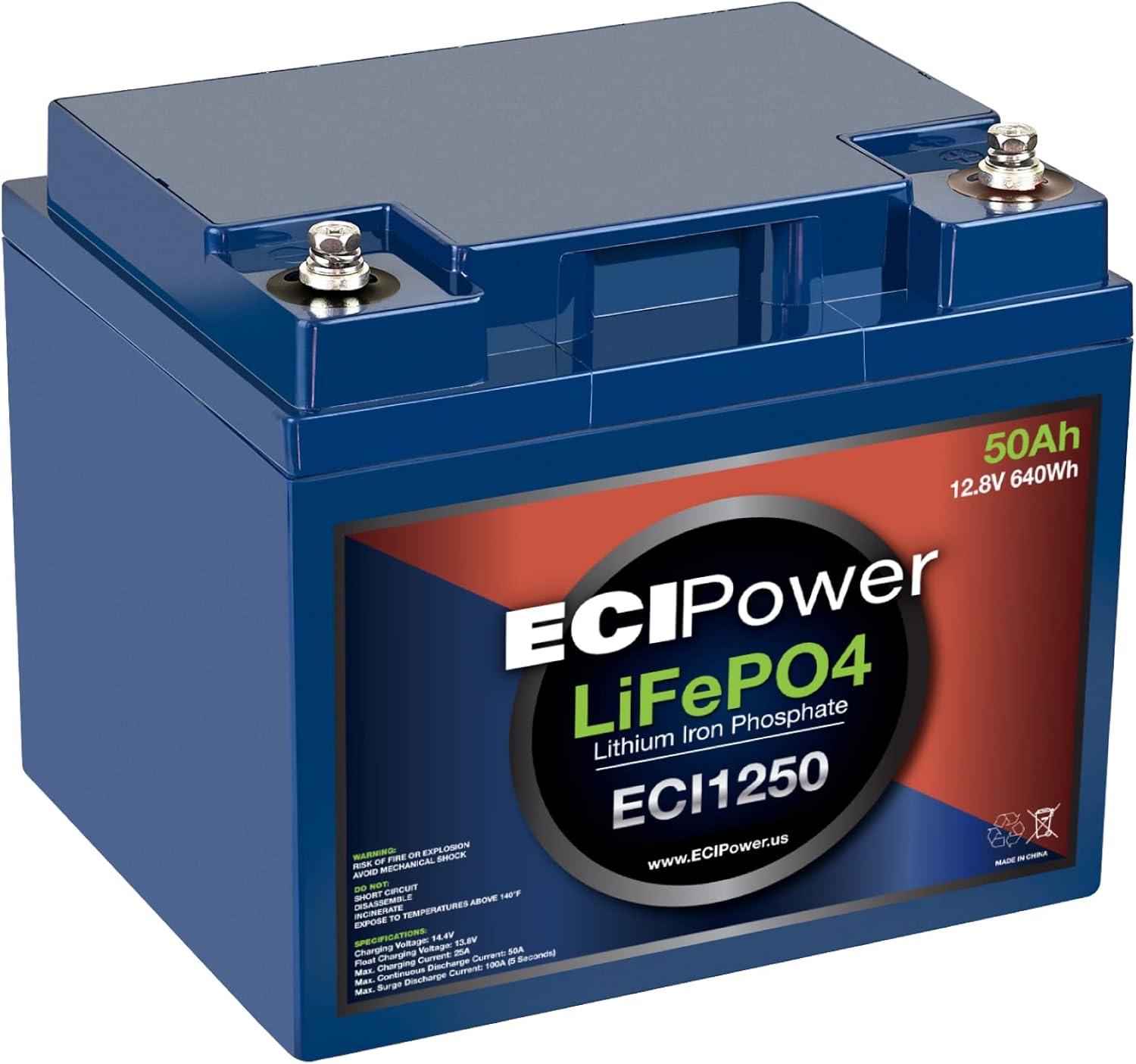 ECI Power 12V 200Ah Lithium LiFePO4 Deep Cycle Rechargeable Battery | 2000-5000 Life Cycles & 10-Year lifetime | Built-in BMS | Perfect for RV, Solar, Marine, Overland, Off-Grid Applications