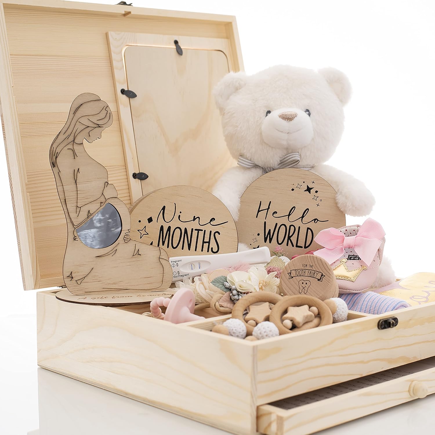 Baby Keepsake Box Keepsake Box, Baby Milestone Cards, New Baby Storage Birth Organizer, Save Your Girl or Boy First Year Baby Memory Pack of 2