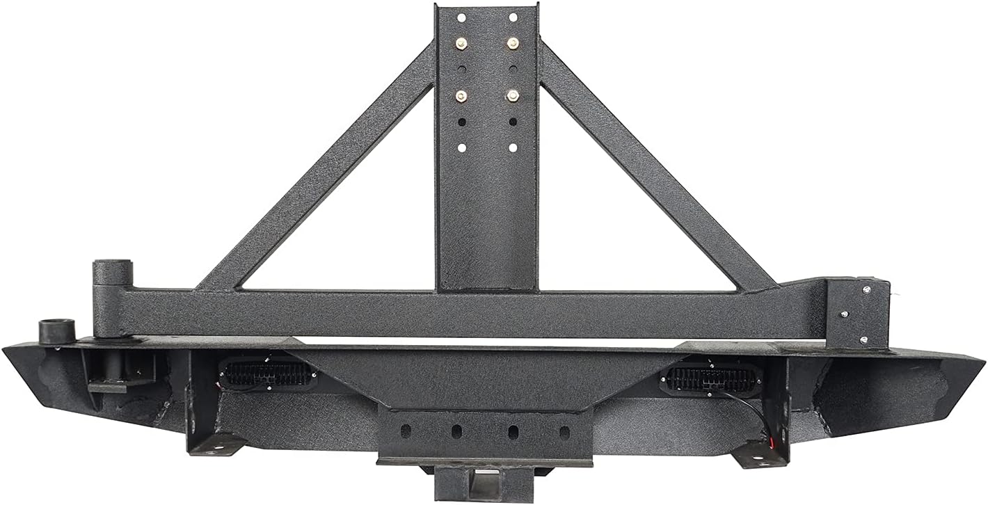 u-Box JL Solid Steel Rear Bumper w/ Spare Tire Carrier & LED Floodlights Compatible with Jeep JL & JLU Wrangler 2018 2019 2020 2021 2022