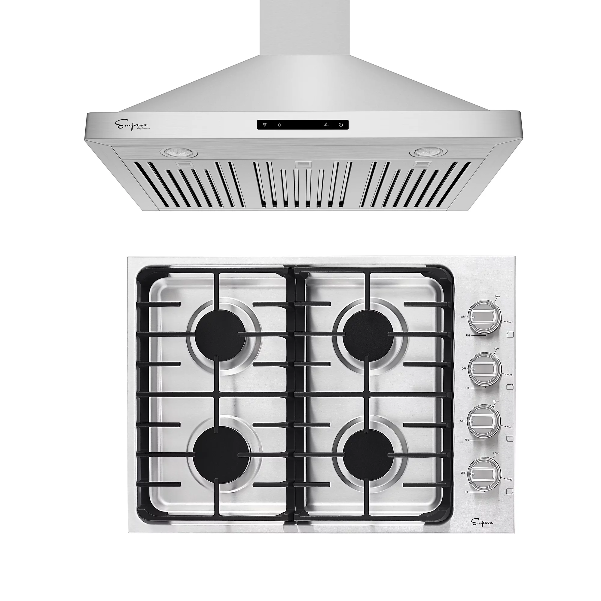 "2 Piece Kitchen Appliances Packages Including 30"" Gas Cooktop and 30"" Wall Mount Range Hood"
