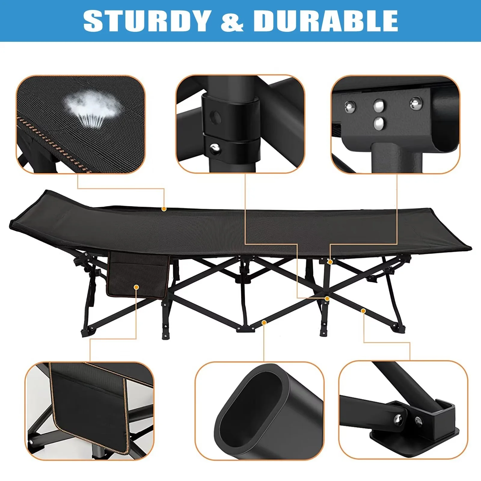 MOPHOTO 2 Pack Oversized 78"*32" Portable Folding Bed for Adults, Heavy Duty Outdoor Camping Cot with Mattress, Rollaway Guest Bed Sleeping Cot with Carry Bag