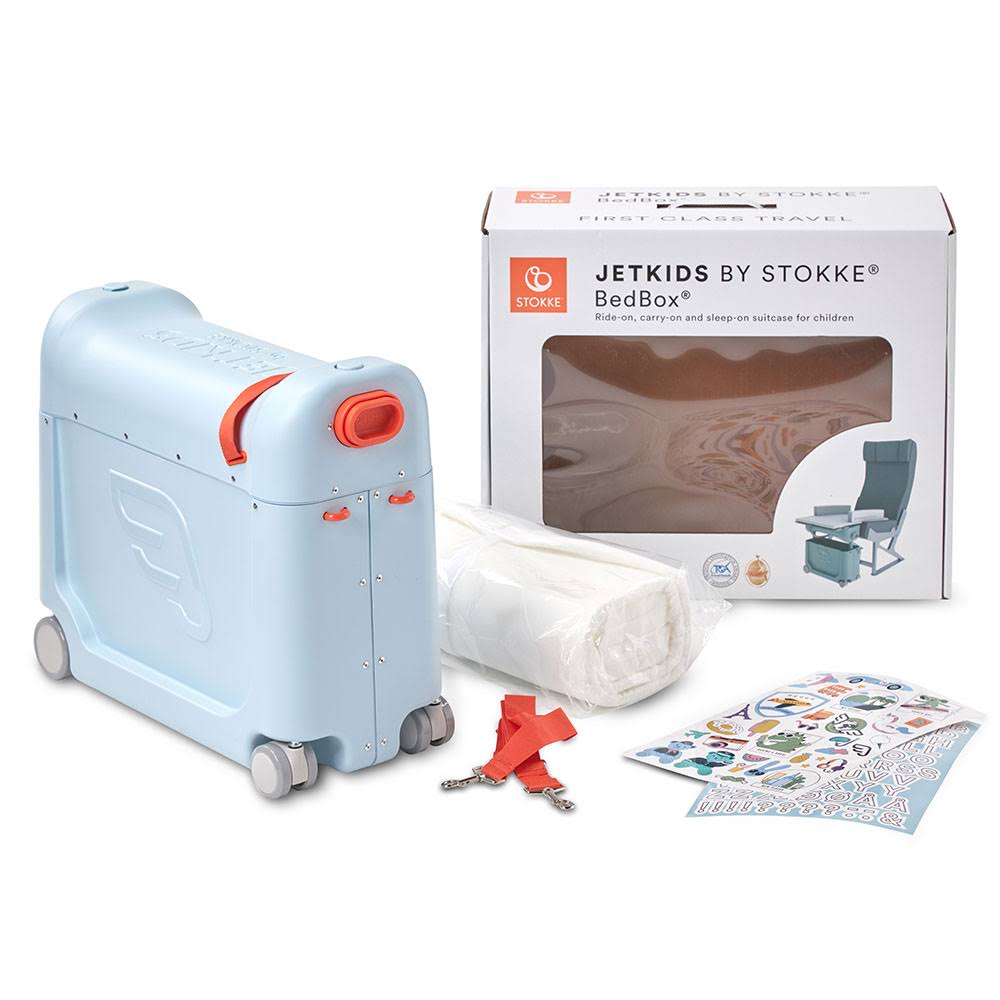 JetKids by Stokke Kids Suitcase and Portable Bed, Blue Sky