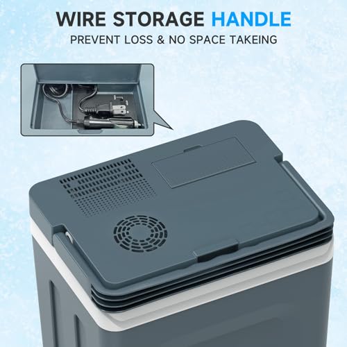 SHAREWIN Electric Cooler & Warmer with Handle Portable Thermoelectric Fridge for Vehicles & Trucks with 110V AC & 12V DV, Portable Refrigerator for Camping, Mini Car Refrigerator