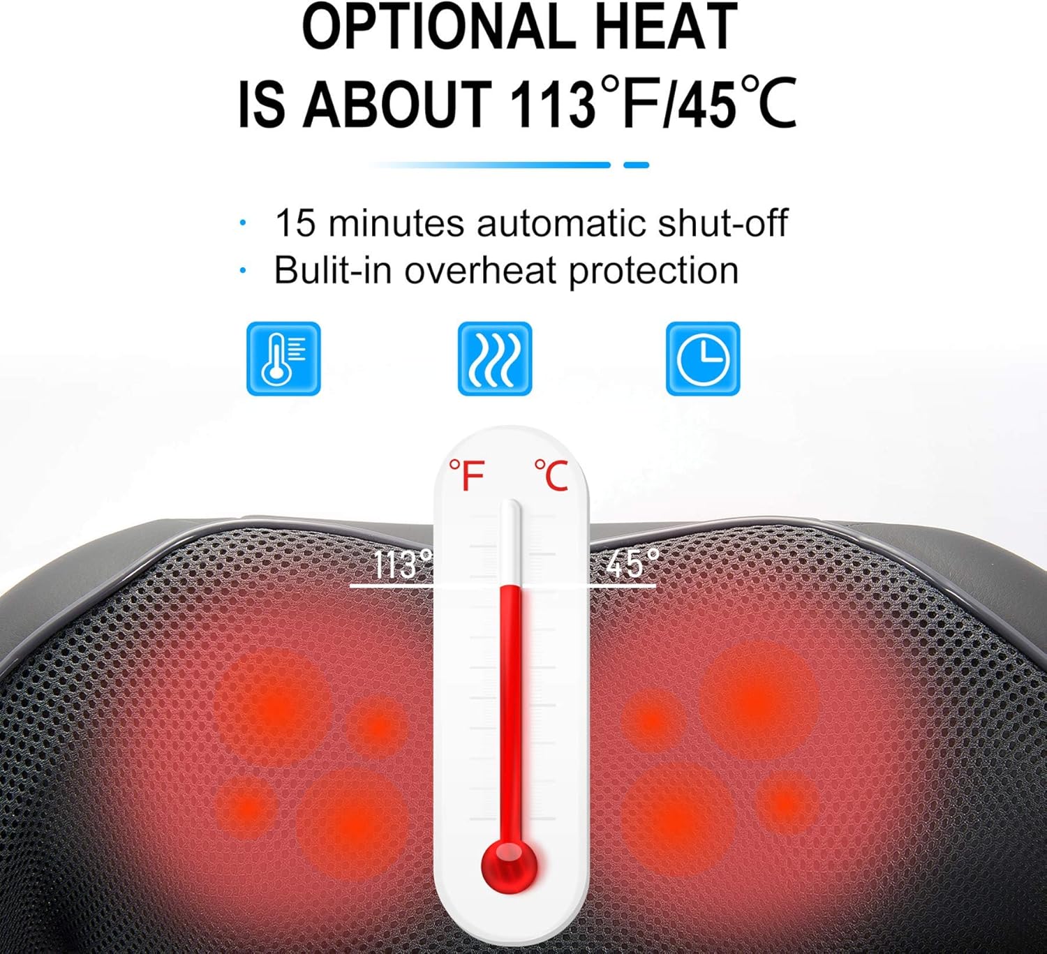 Shiatsu Neck and Back Massager with Heat, Electric Shoulder Massager Deep Tissu Kneading Massage Pillow, Massagers for Neck Back Full Body Pain Relief, Home Car Office Use - Gift for Family Friends