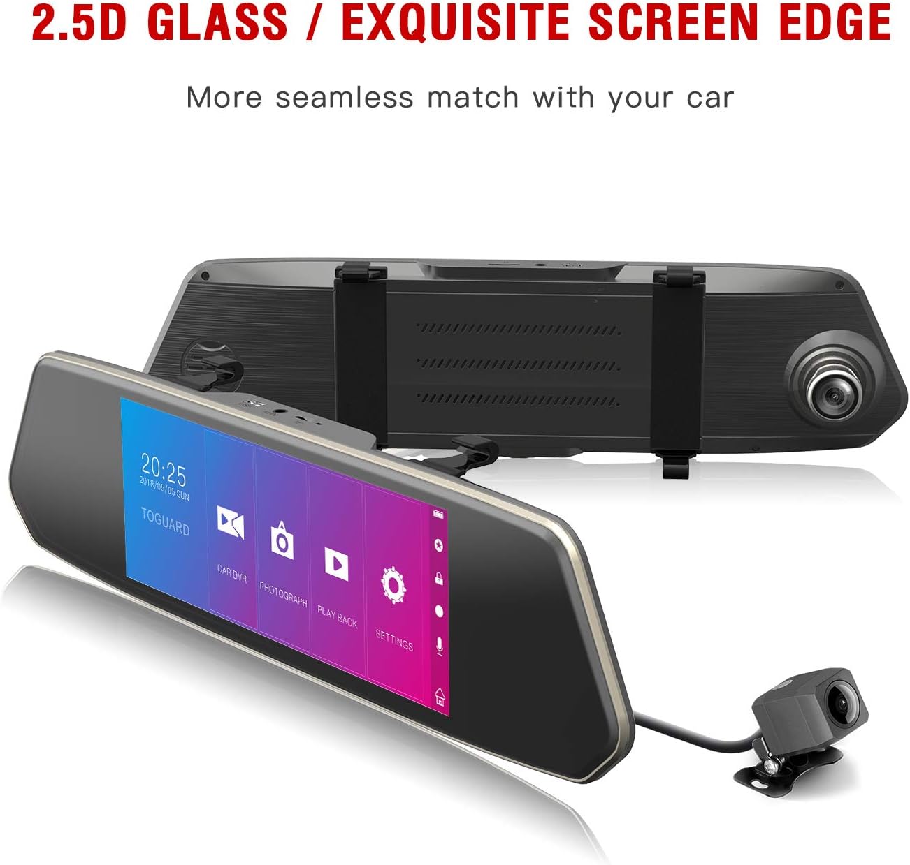 7 Dual Mirror Dash Cam Front and Rear FHD 1080P Car Camera Touchscreen Rear View Mirror Camera Waterproof Backup Camera with Parking Assistance Motion Detection