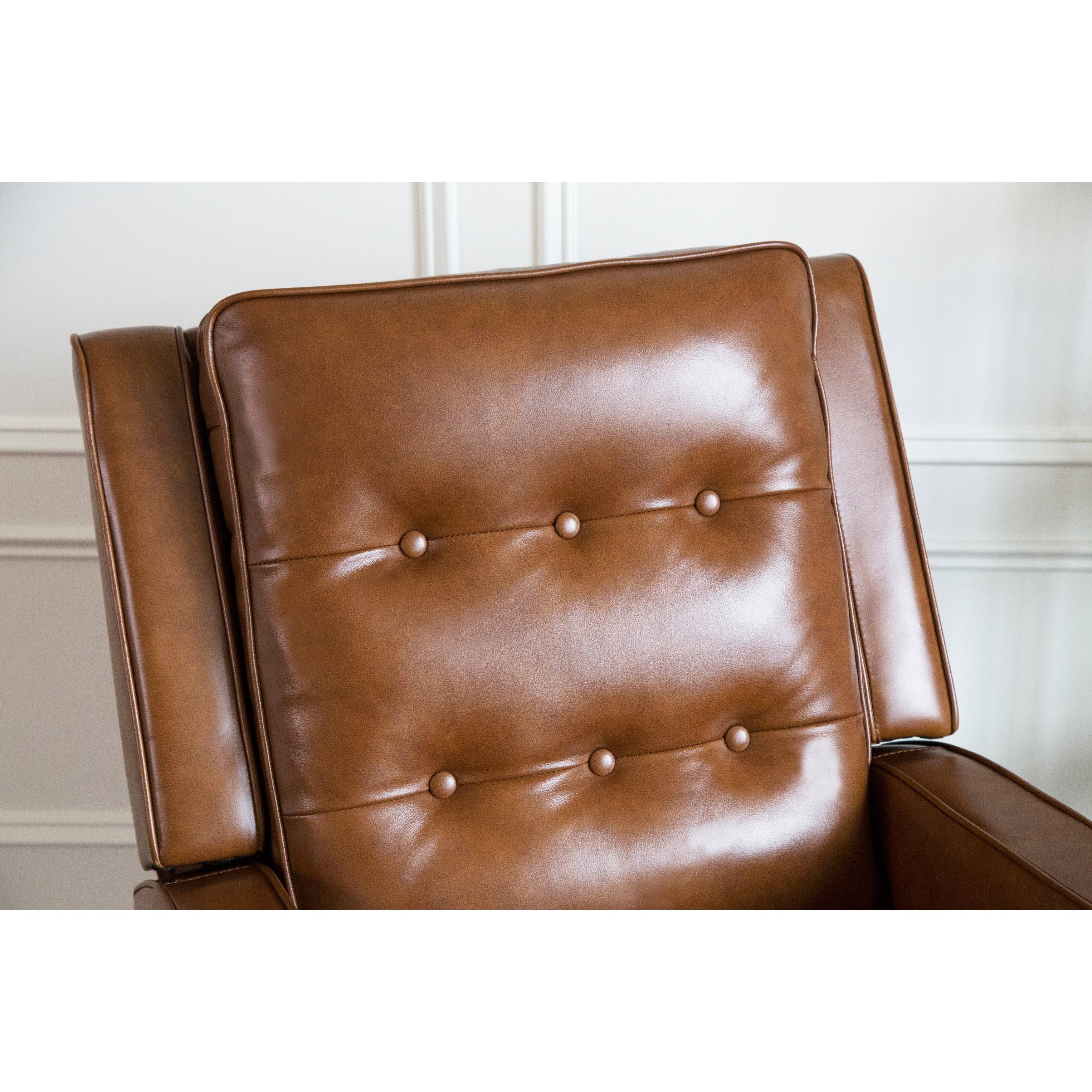Abbyson Holloway Mid Century Top Grain Leather Pushback Recliner