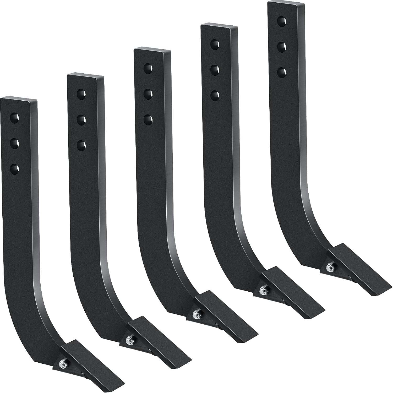 VEVOR 5pcs Box Blade Shank, 16'' Scarifier Shank, 3 Holes Box Scraper Shank, Ripper Shank with Removable Tapered Teeth and Pins, Adjustable Shanks Assembly for Replacement, Digging, Plowing