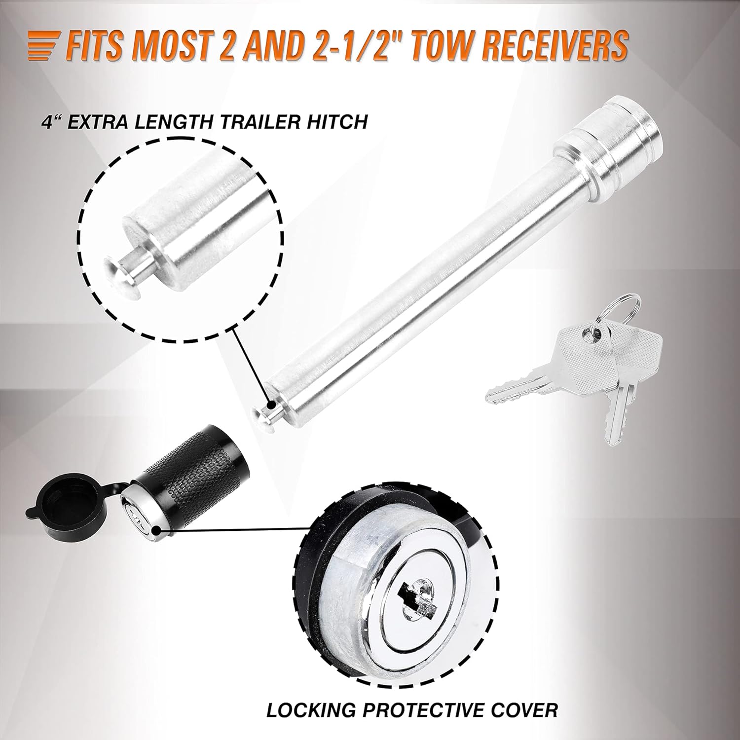 TOLEAD Adjustable Trailer Hitch Ball Mount - 2 Inch Receiver Hitch, 8 Inch Drop/Rise, 2 & 2-5/16 Inch Dual Towing Balls Whith Double Pin Key Locks,12,500 lbs GTW