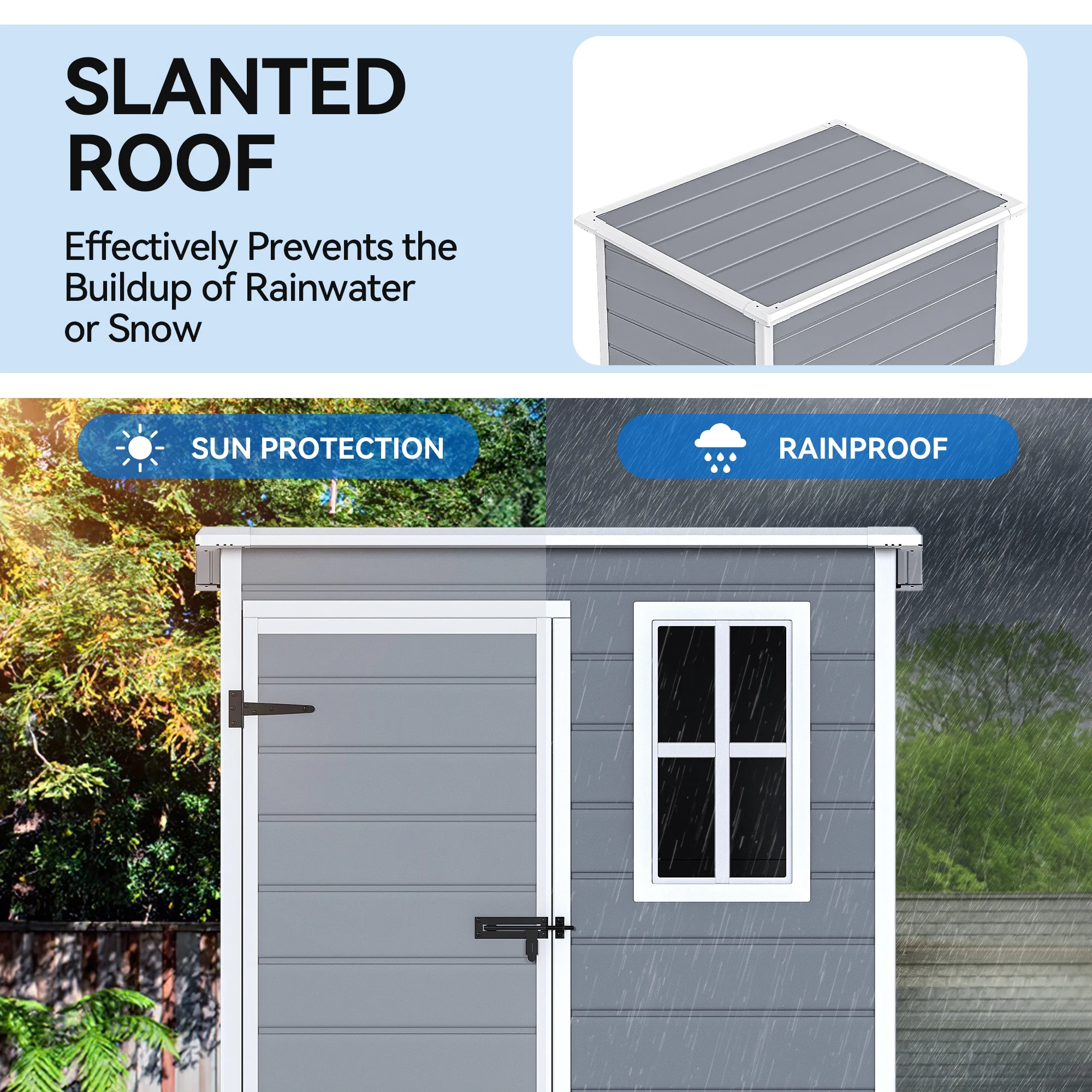 Dextrus Resin Outdoor Storage Shed 5x3 FT with Floor, All-Weather Resin Storage Shed with Lockable Door & Window, Waterproof