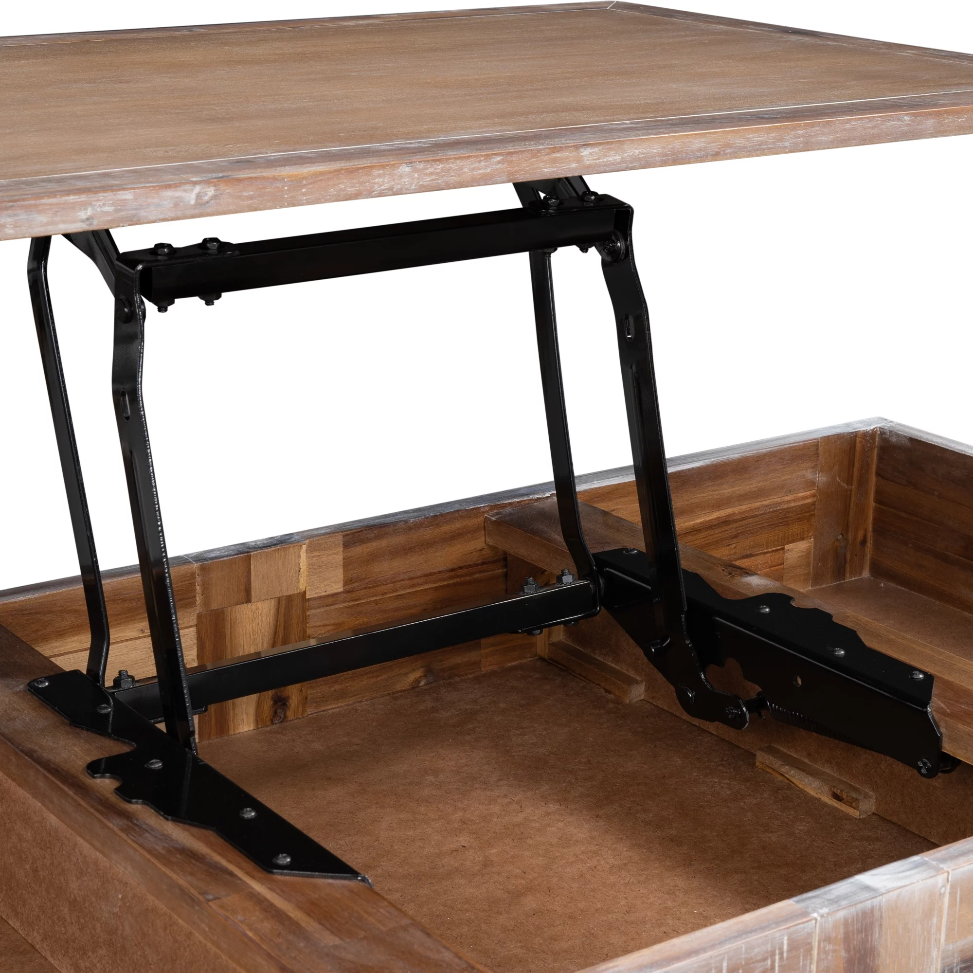 Lift Top Coffee Table with Hidden Storage Compartment and Lower Shelf for Living Room, Solid Wood Legs Inner Storage Space and Shelf for Living Room - Curated Treasures Market