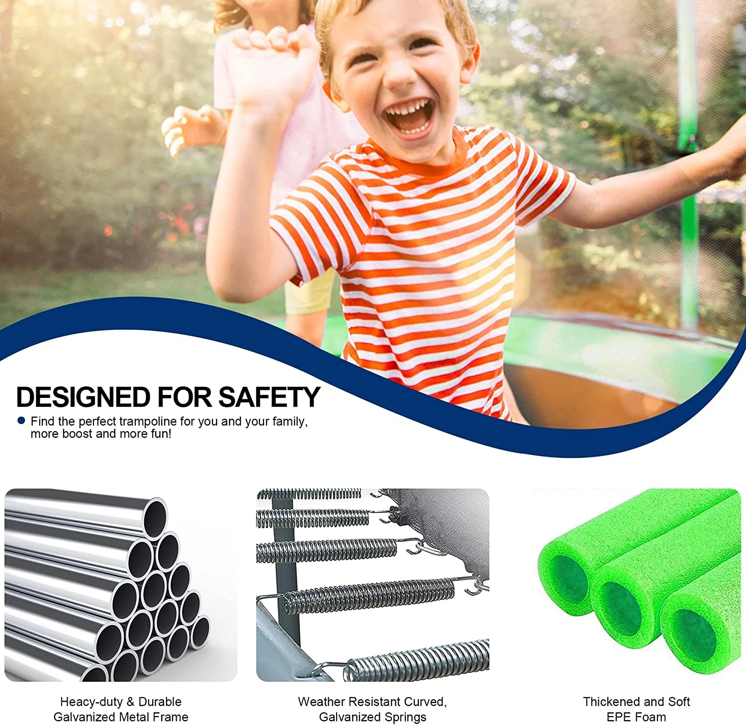 Trampoline with Enclosure Net Outdoor Jump Rectangle Trampoline - ASTM Approved-Combo Bounce Exercise Trampoline PVC Spring Cover Padding for Kids and Adults
