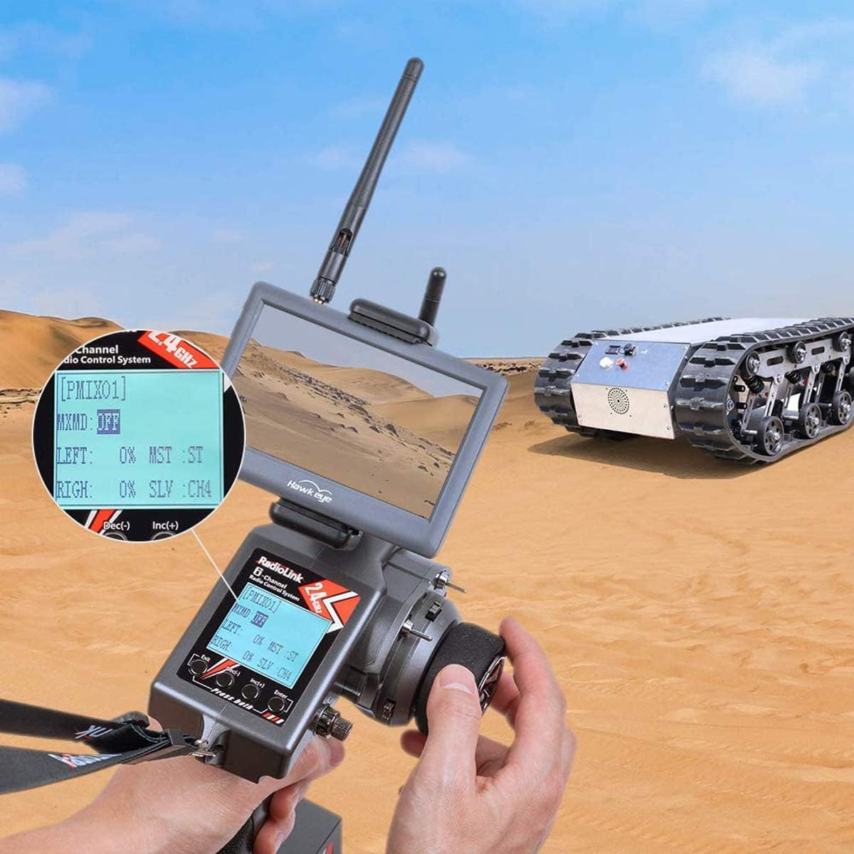 Radiolink RC6GS V2 6CH RC Transmitter and Receiver R7FG 2.4g Gyro and Two-Way Transmission Telemetry Receiver Radio Remote Controller for RC Crawler Cars Boats (600m)