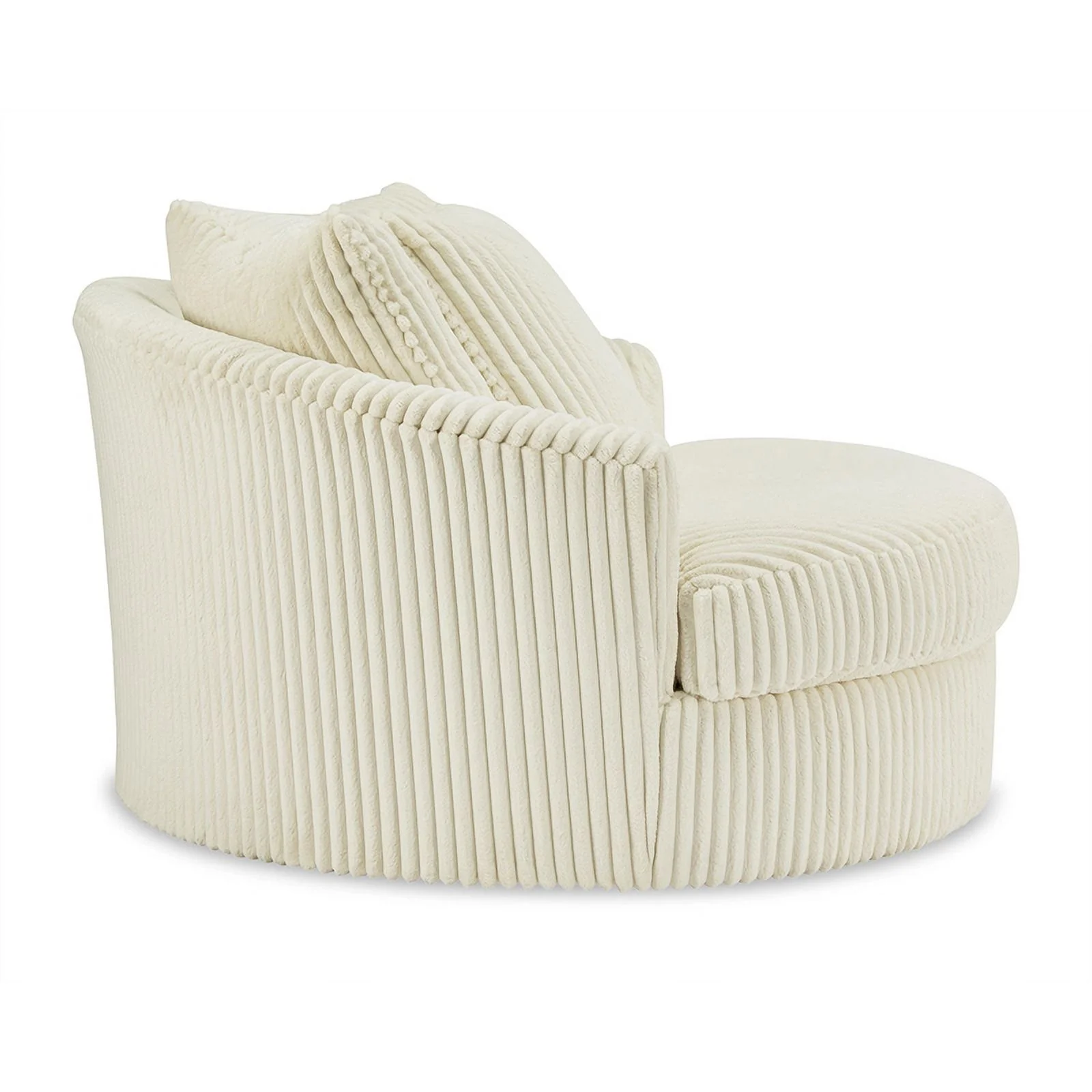 Ashley Furniture Lindyn Oversized Swivel Fabric Accent Chair in Ivory