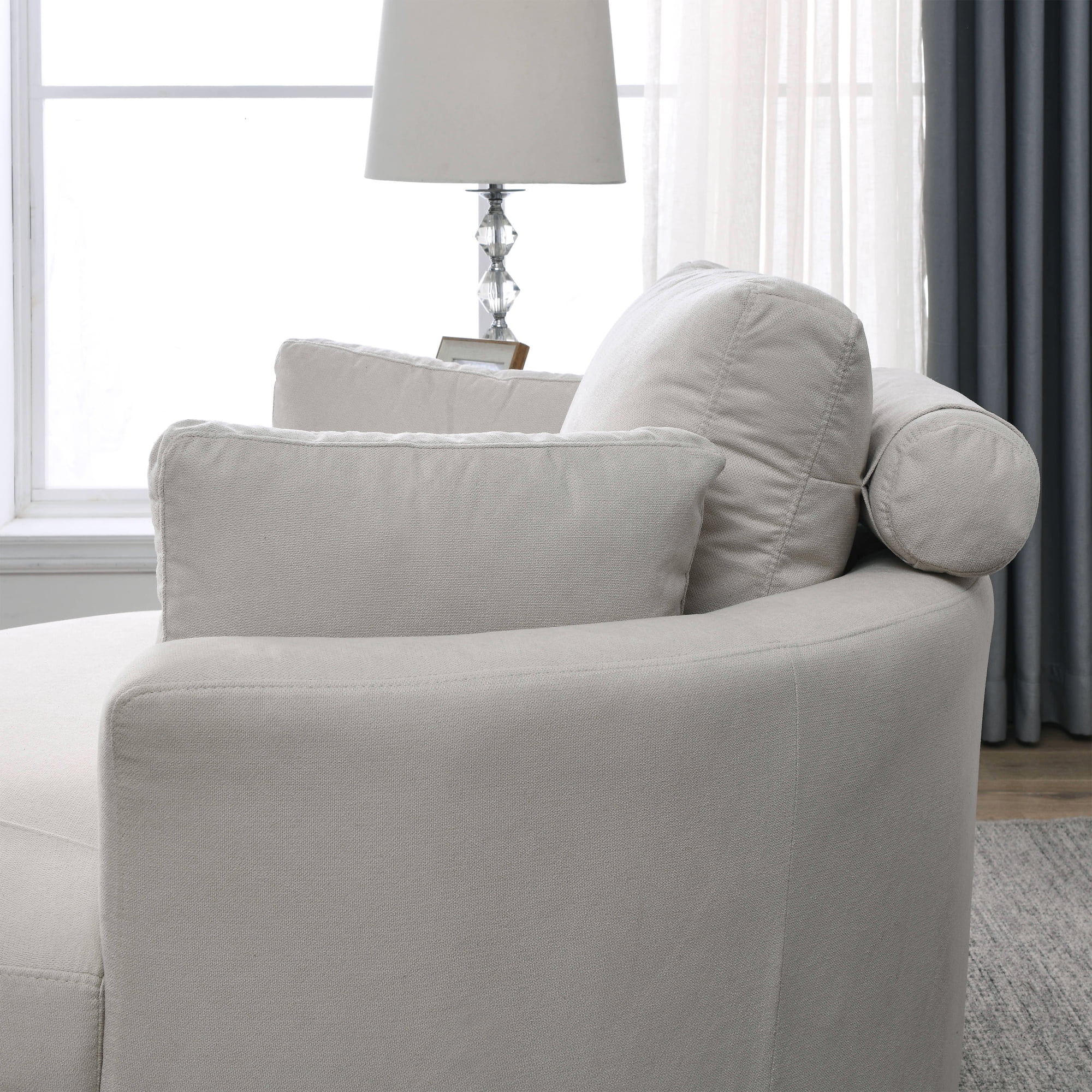 [Video] Welike Swivel Accent Barrel Modern Sofa Lounge Club Big Round Chair with Storage Ottoman Linen Fabric for Living Room Hotel with Pillows . *2PCS