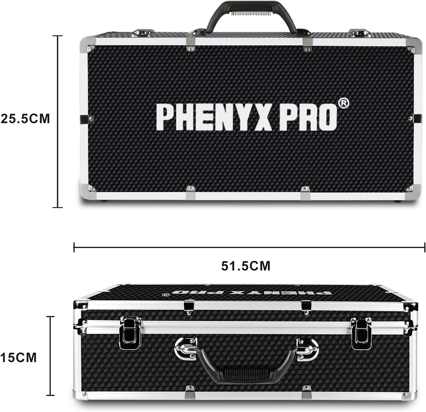 Phenyx Pro Large Size Carrying Case, Customizable Pre-Diced Foam, Aluminum Alloy Sturdy Build, Ideal for Wireless Mic System Storage & Camera Gear Transportation Pack of 2