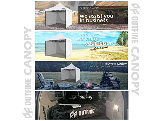OUTFINE Heavy Duty Canopy 10x10 Pop Up Commercial Canopy Tent with 3 Side Walls Instant Shade, Bonus Upgrade Roller Bag, 4 Weight Bags, Stakes and Ropes (White, 10 * 10FT)