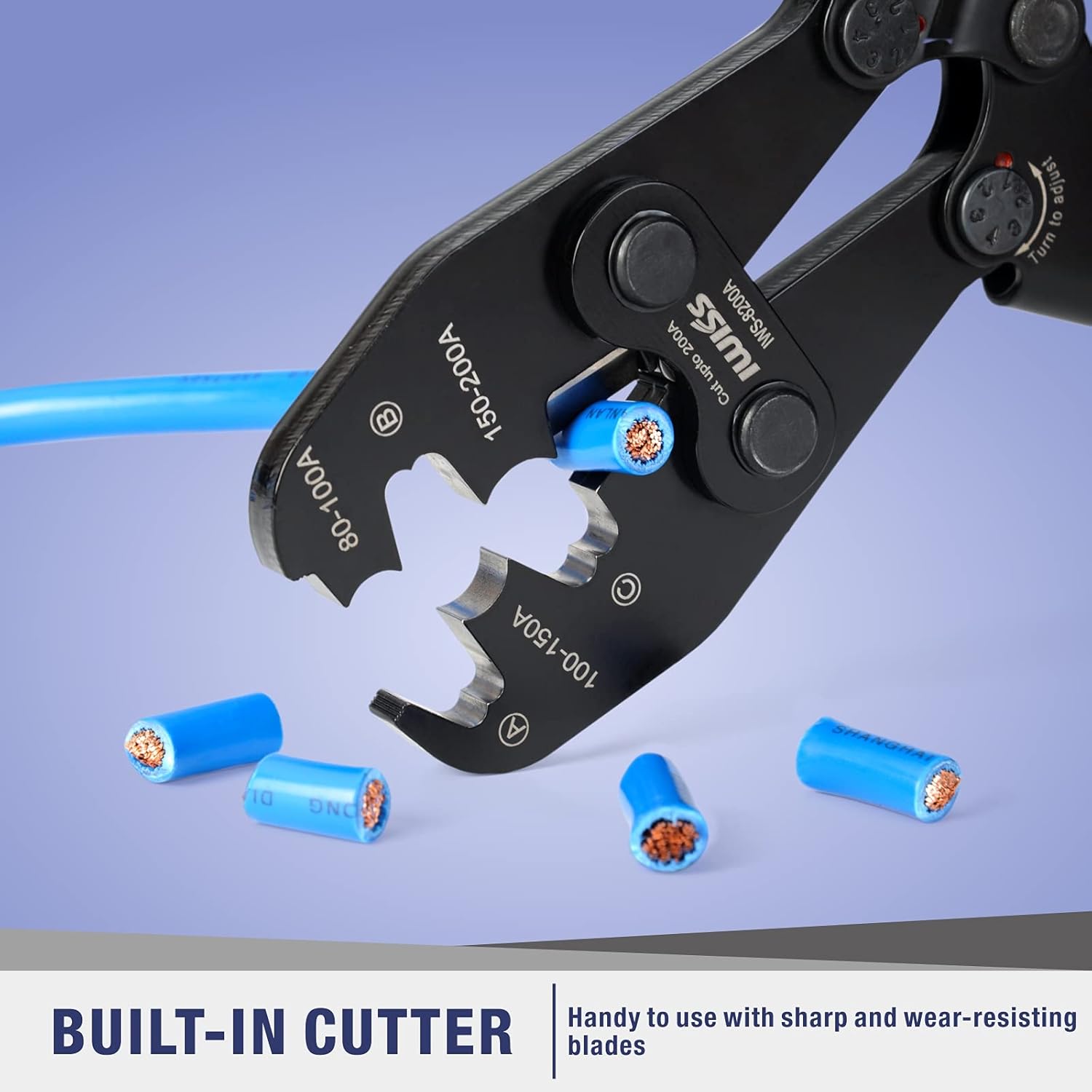 IWISS Battery Cable Lug Crimping Tool for Open Barrel Lug,Lead-Free OEM Battery Terminals,B Type Crimper for AWG 16-4