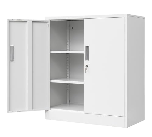Metal Storage Cabinet, 71" H Locking Cabinet with 5 Adjustable Shelves for Garage, Classroom, School, Home, Office, Pantry-Black