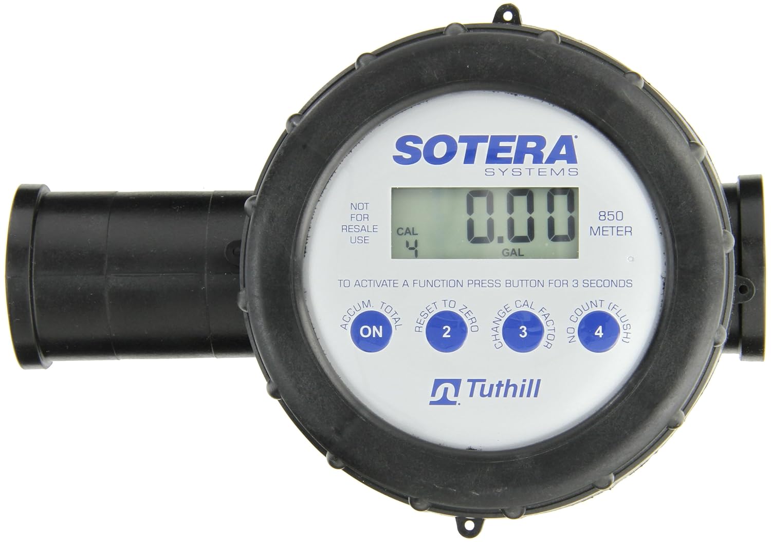 Sotera 825 1 2-20 GPM(7-75 LPM) Digital Inline Nutating Disc Poly Chemical Transfer Meter, 125 PSI (8.6 bar)