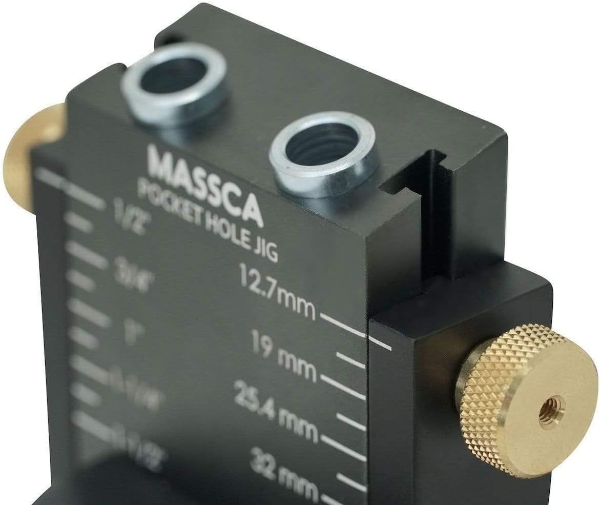 Massca Aluminum Pocket Hole Jig System Pro M2 Adjustable & Easy to Use Joinery Woodworking Tool For DIY Carpentry Projects
