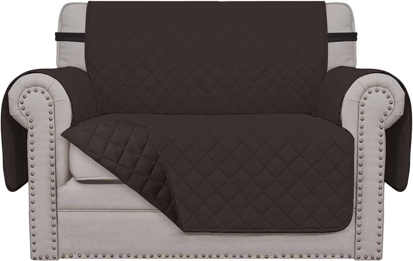 Easy-Going Sofa Slipcover Reversible Sofa Cover Water Resistant Couch Cover with Foam Sticks Elastic Straps Furniture Protector for Pets Kids Children Dog Cat (Sofa, Darkgray/Beige)