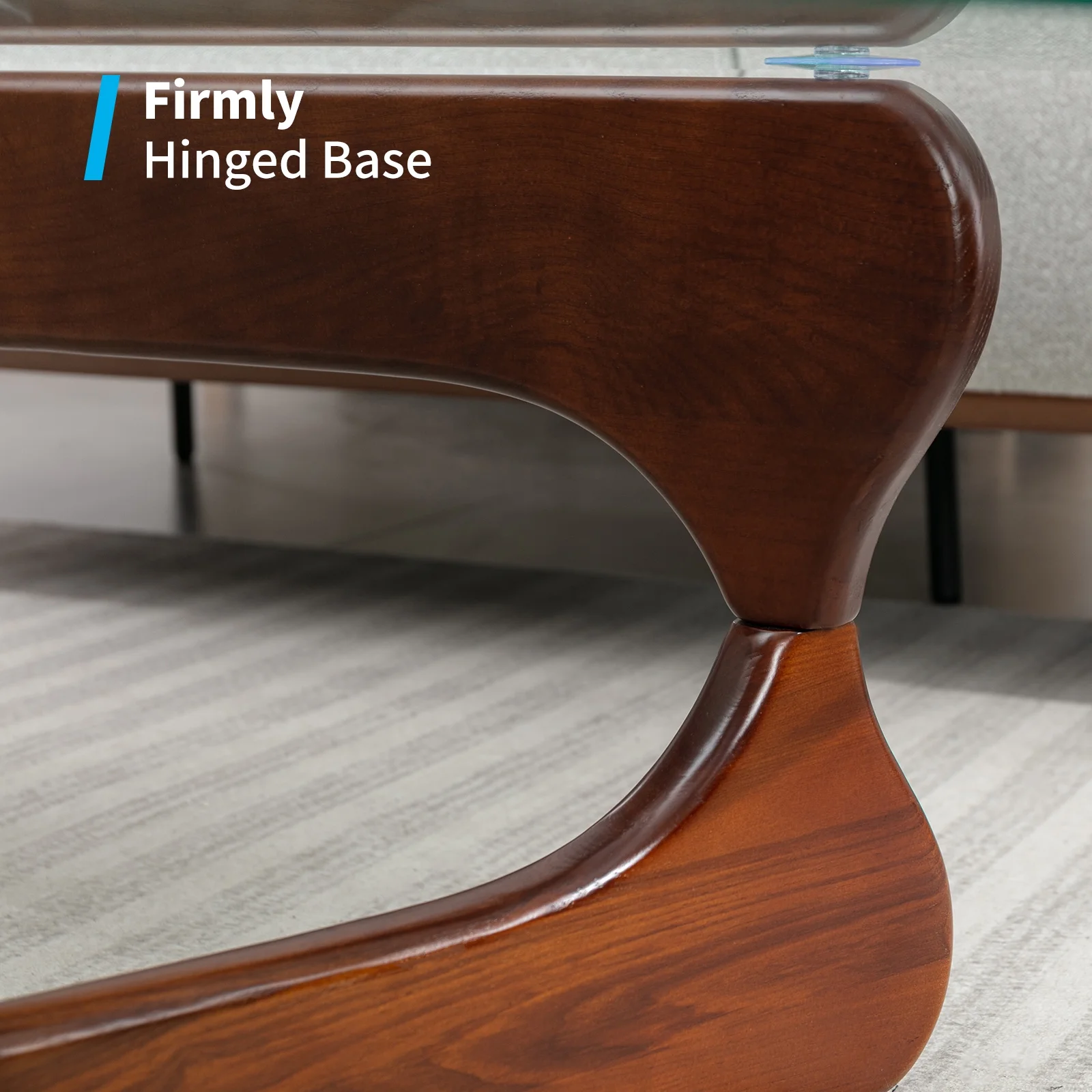 Mjkone Noguchi Triangle Glass Coffee Table ,Tempered Glass Coffee Table with Solid Dark Walnut Base，Coffee Table with Tempered Glass Top  for Living Room  (19mm Glass Top)
