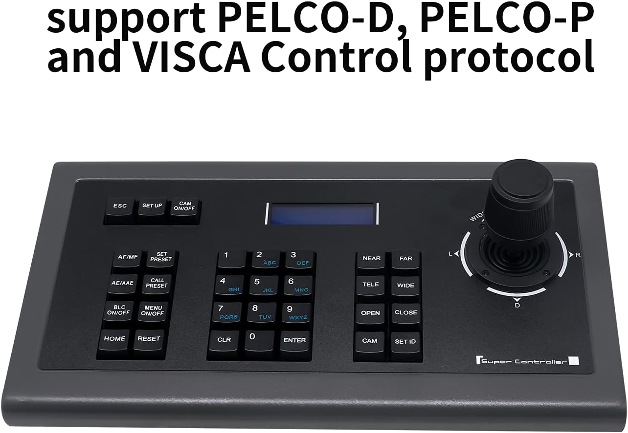 Zowietek Video Conference PTZ Controller PELCO-D/P/VISCA PTZ Joystick Keyboard Controller Support RS485 LCD Display