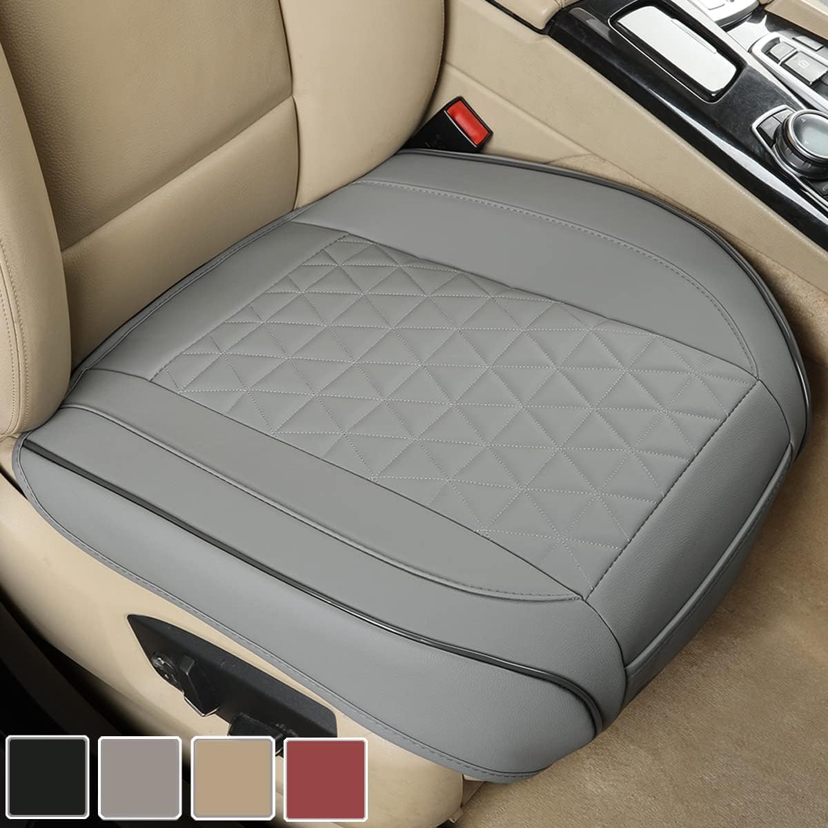 Black Panther Luxury Faux Leather Car Seat Cover Front Bottom Seat Cushion Cover, Anti-Slip and Wrap Around The Bottom, Fits 95% of Vehicles - 1 Piece,Black