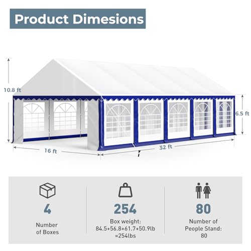 GREEN PARTY 20x40FT Party Tent Heavy Duty, Large Wedding Event Shelters with 7 Carry Bags & Removable Sidewalls, Outdoor Canopy Gazebo Commercial Tents for Parties Carport Camping Garden Patio