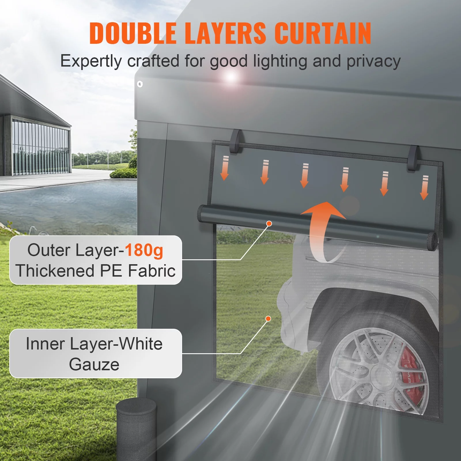 BENTISM Carport Car Canopy Garage Tent 12x20ft & 8 Legs Sidewalls Windows