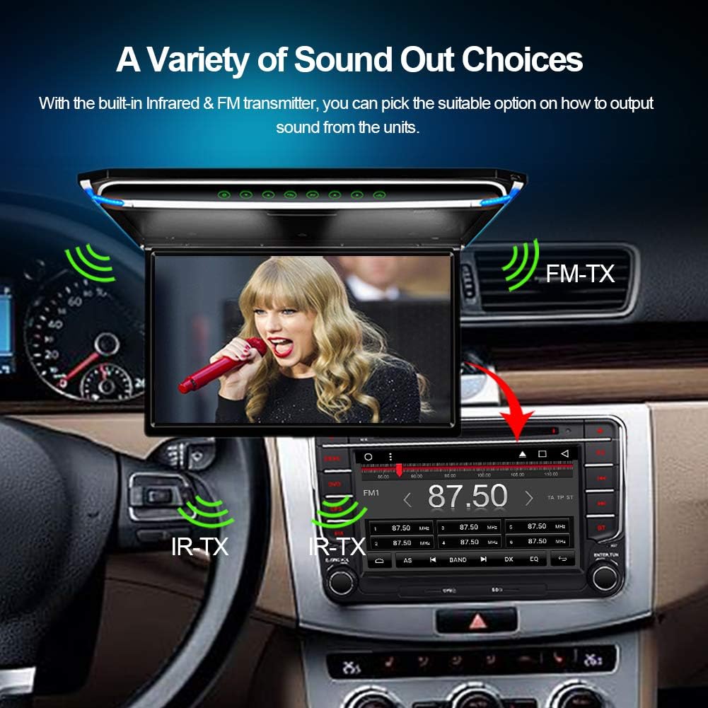 17.3 Car Overhead Flip Down Monitor Screen Dispaly 1080P Video HD Digital TFT Screen Wide Screen Ultra-Thin Mounted Car Roof Player HDMI IR FM USB SD