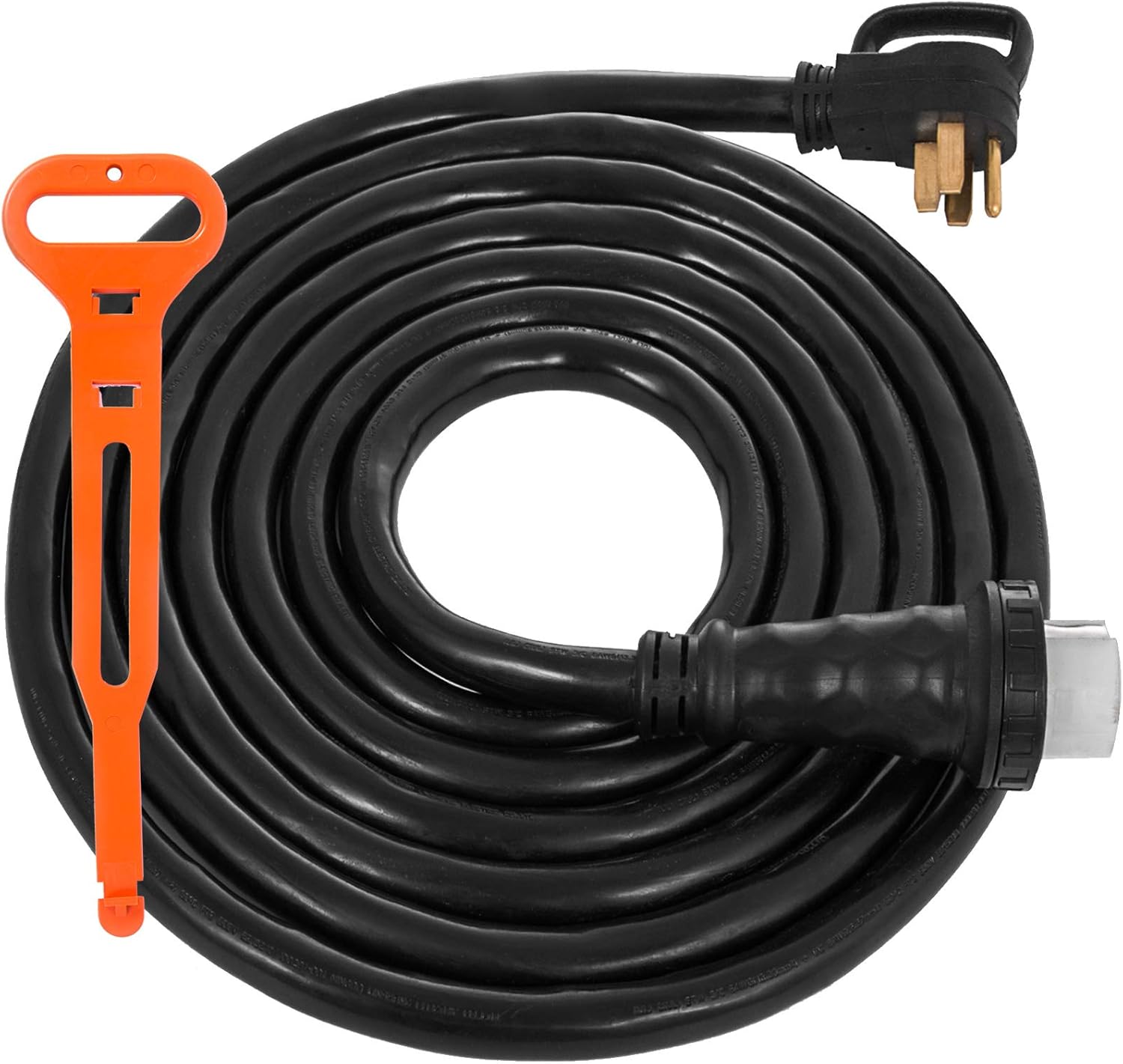 Happybuy RV Shore Power Extension Cord 50FT 50 AMP Weatherproof Heavy Duty 6AWG/3C+8AWG/1C Twist Lock Cord 50 Amp RV Replacement Cord UL and CSA Approved with Molded Connector and Patented Handle