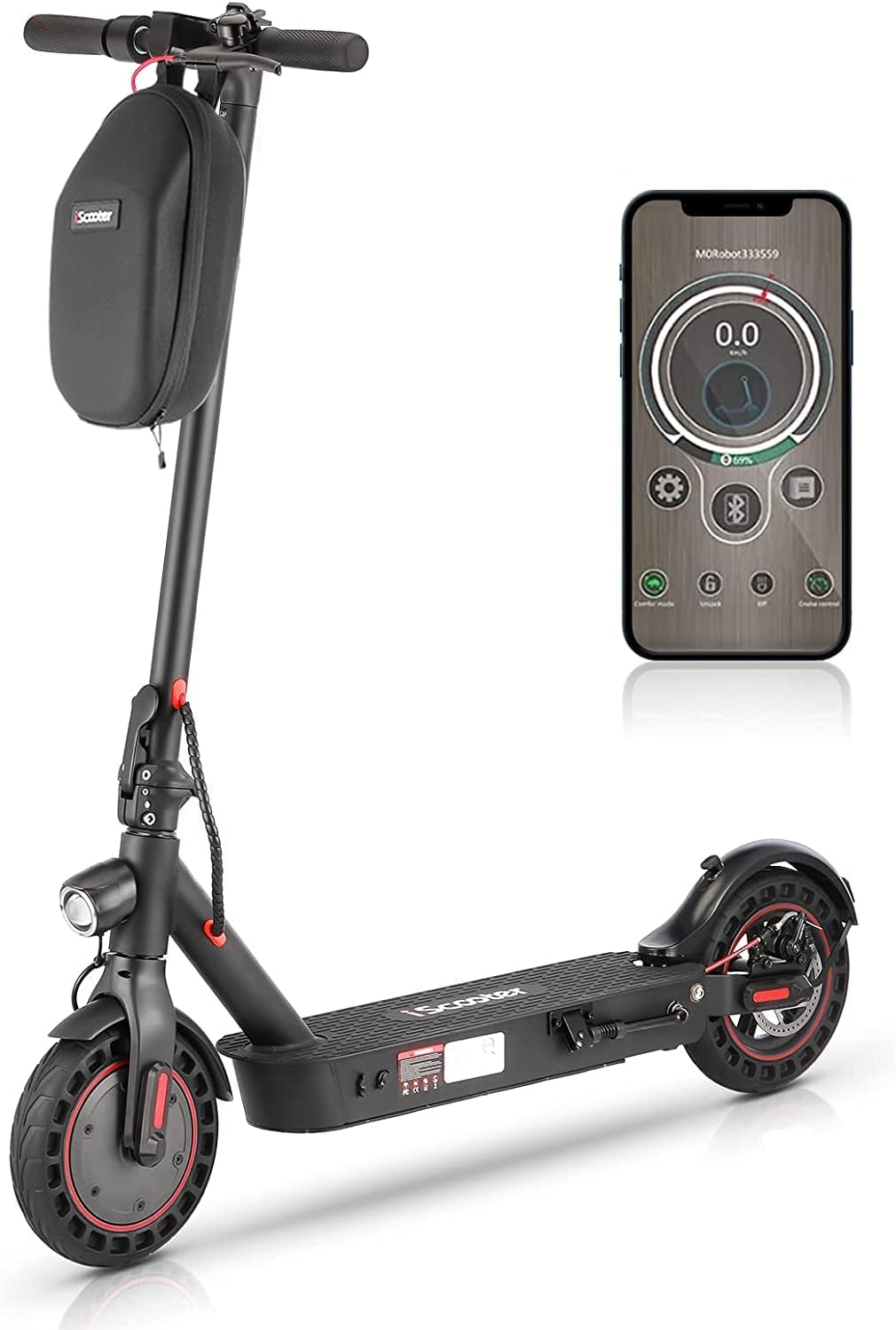iScooter MAX Electric Scooter - 500W Motor, Up to 22 Miles Range, 21.7 MPH Top Speed, 10" Solid Tires, Dual Suspensions, UL Certified Folding Electric Scooter for Adults Commute