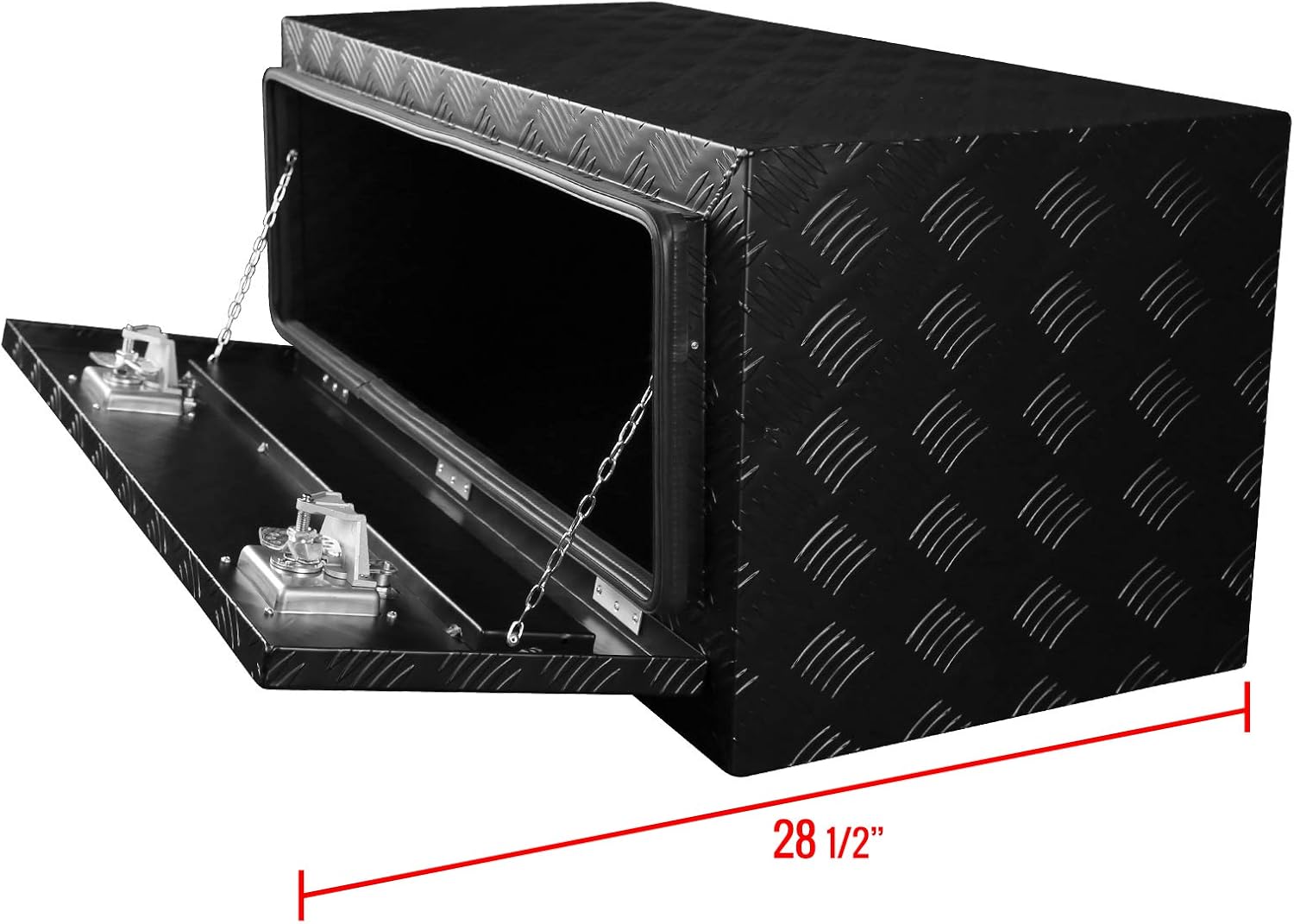 Carpartsinnovate For 29 Truck Pickup Black Aluminum Underbody Tongue Tool Box Trailer Storage+Lock