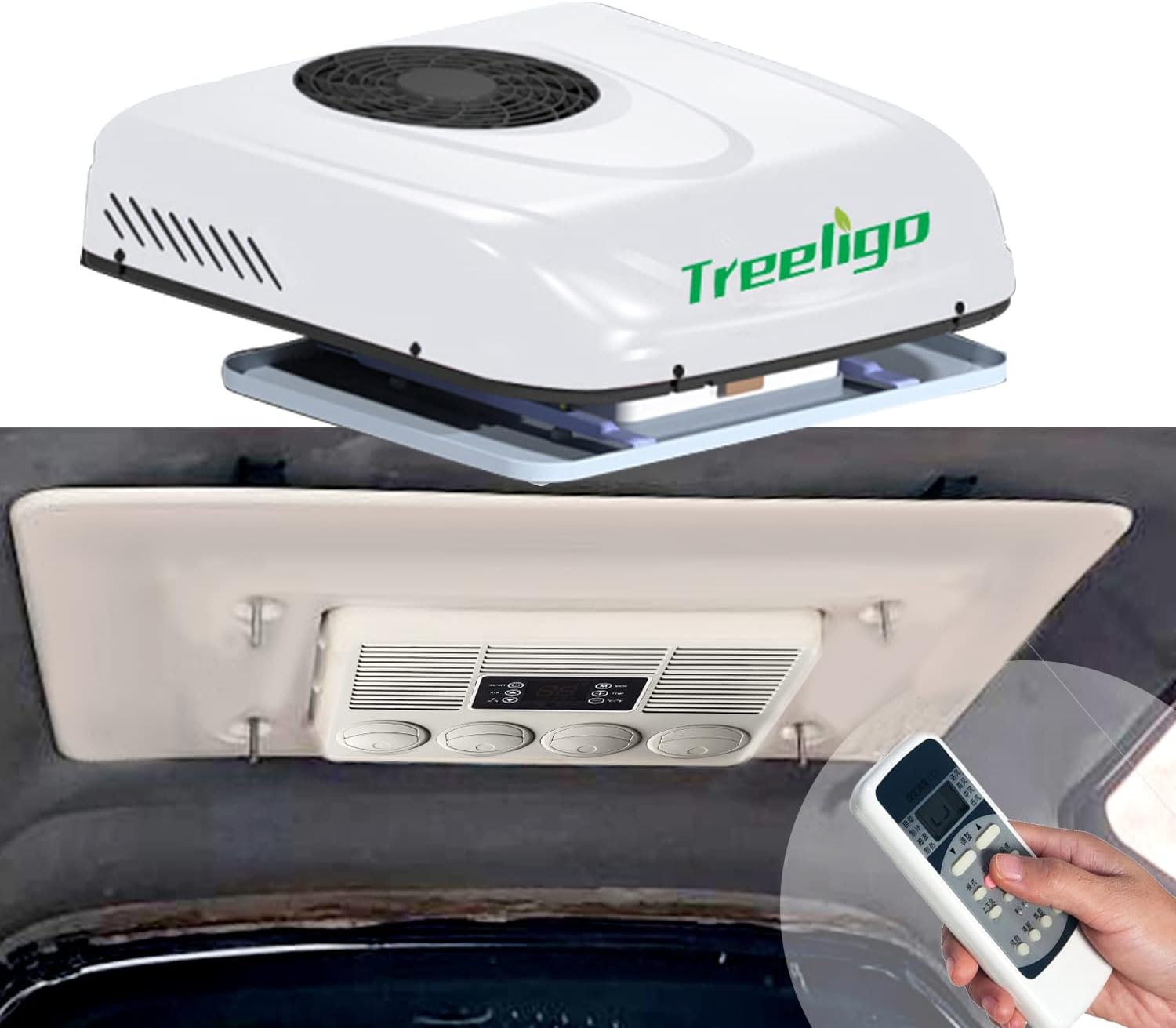 RV Rooftop dc Air Conditioner Unit 12 Volt, Treeligo High Efficient RV AC Unit-Cooling Only-Low Noise for Car RV Truck Camper