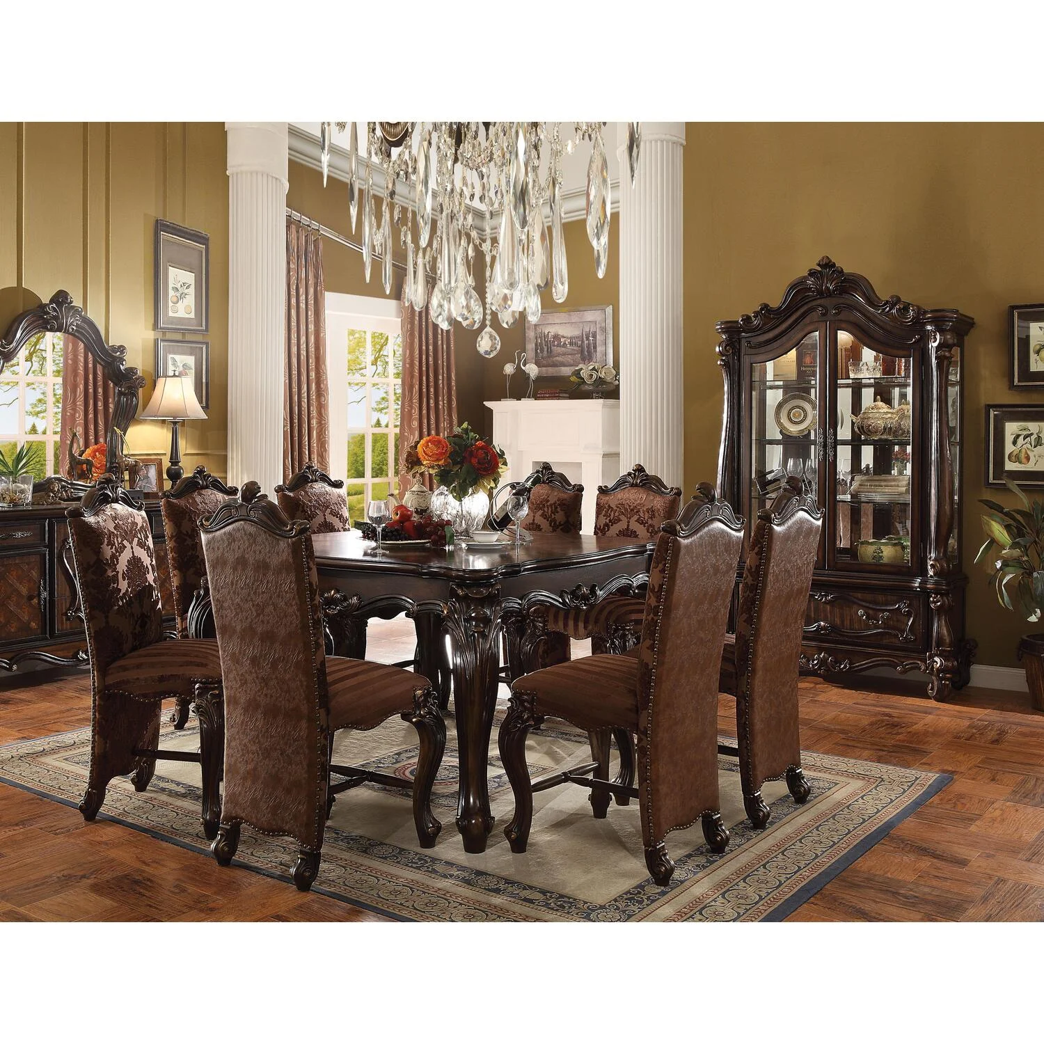 ACME Versailles Wood Counter Height Table in Cherry Oak