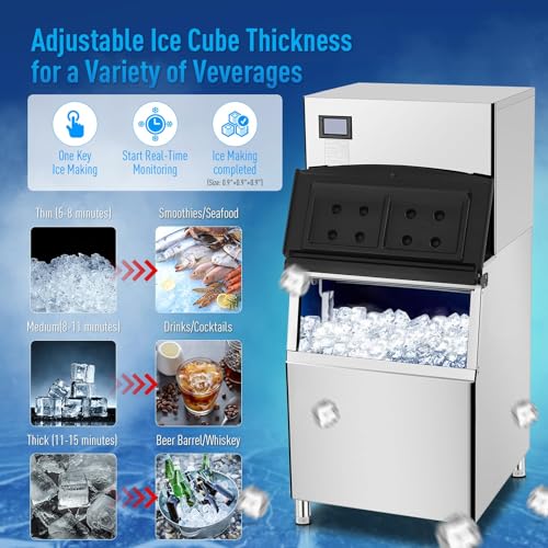 Zstar Commercial Ice Maker Machine, Freestanding Ice Maker Machine, Industrial Ice Machine