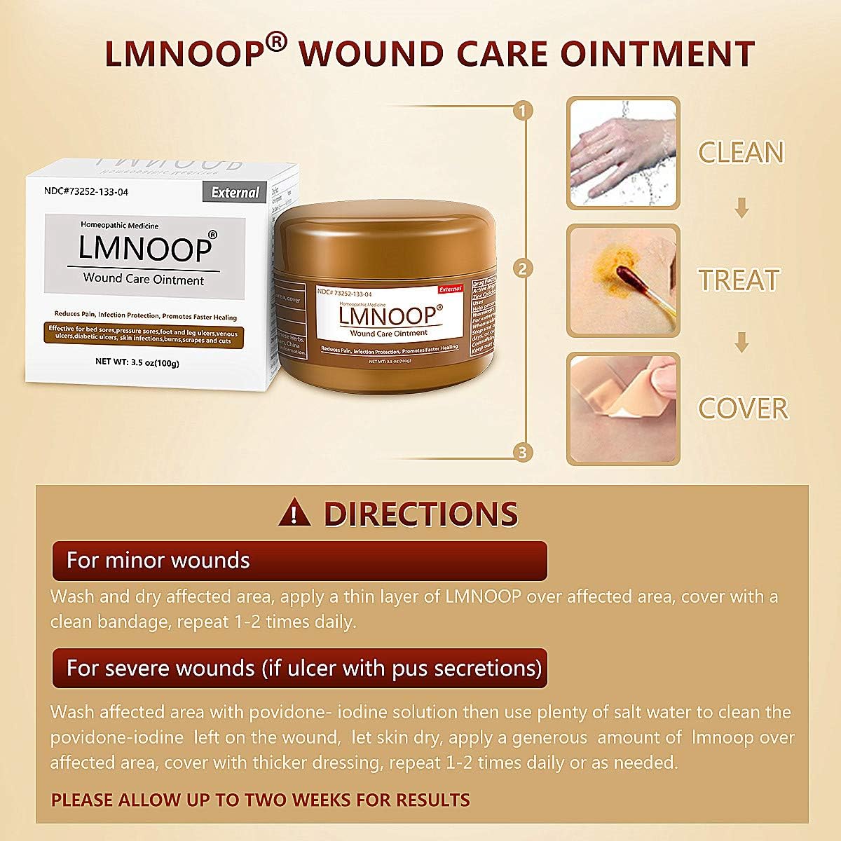 LMNOOP® Bed Sore Cream - Infection Protection Skin Healing Treatment Wound Care Supplies, Medical Grade First Aid Ointment for Bed & Pressure Sores Diabetic Ulcers