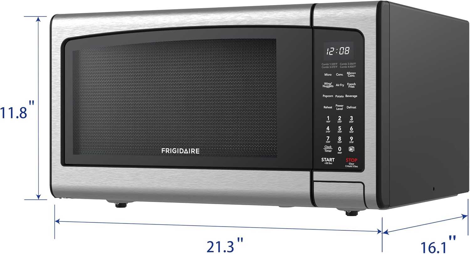 Frigidaire EMW112OAMZ Stainless Steel Microwave Oven, Multi Function, Programmable, 1.1 Cu Ft 1000-Watt, residential kitchen, Stainless
