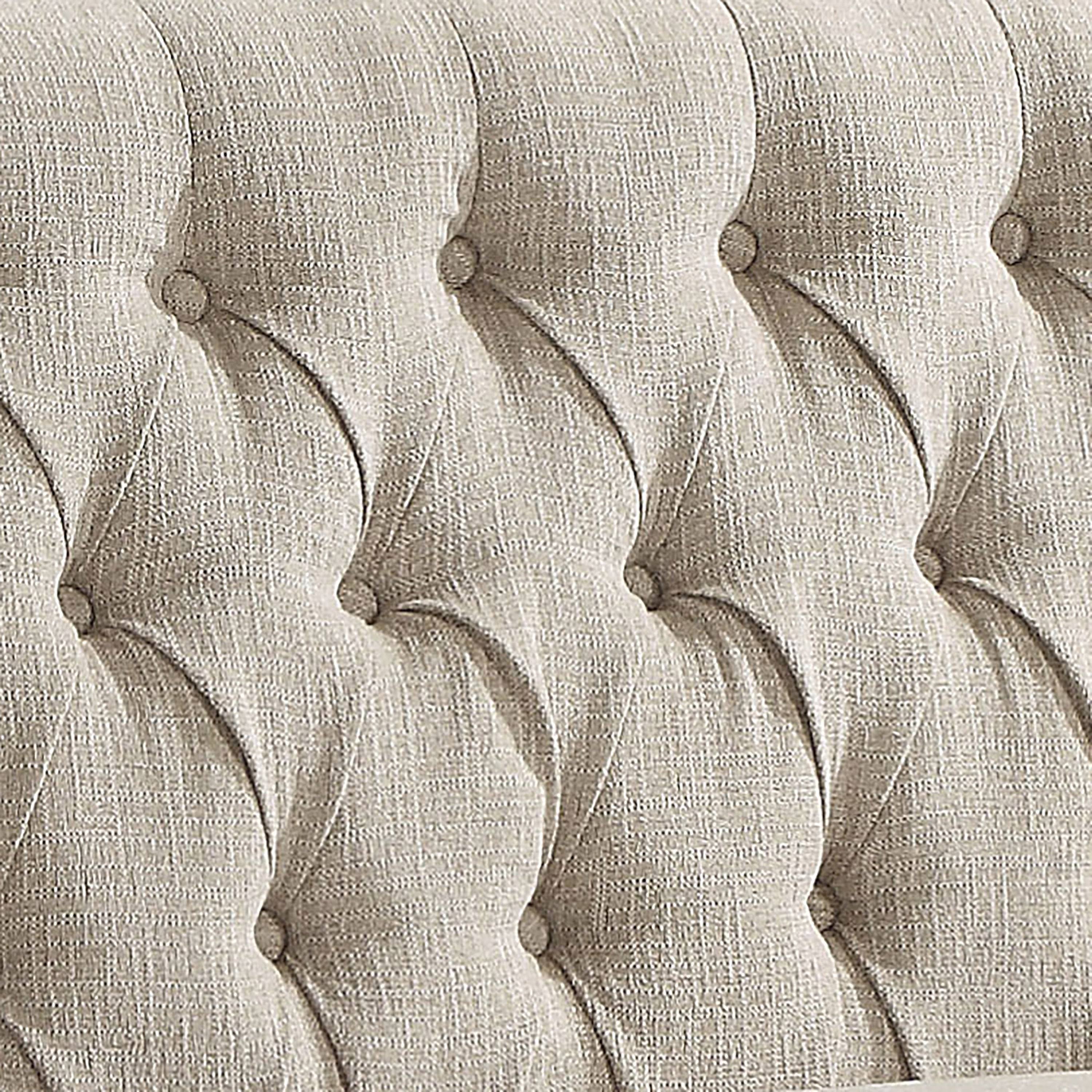 Furniture of America Sheila Contemporary Button Tufted Chenille Counter Height 2-Seater Bench, Ivory