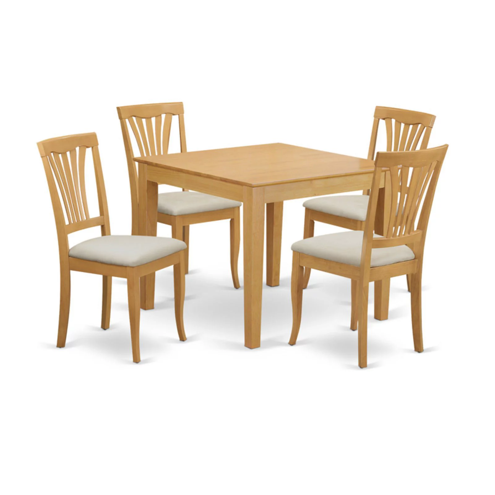 East West Furniture OXAV5-OAK-W 5 Piece Small Kitchen Table and Chairs Set-Square Dinette Table and 4 Kitchen Chairs