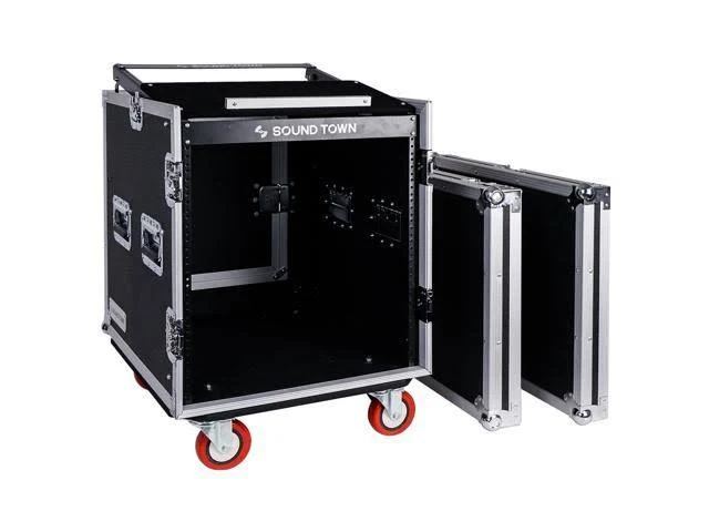 Sound Town 12-Space Pa/dj Rack/Road ATA Server Case with Slant Mixer Top and 25.6 Inches Lid to Lid Depth (STMR-S12UW)