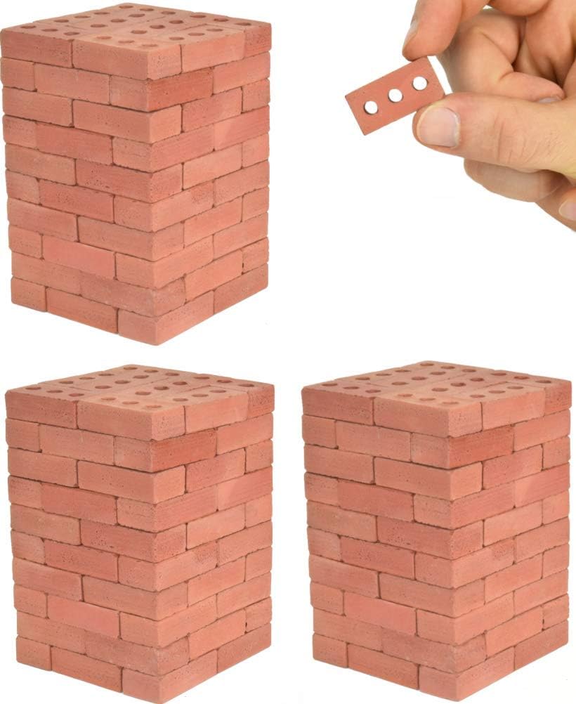 Acacia Grove Mini Red Bricks, 1:6 Scale (160 Pack) Pack of 2