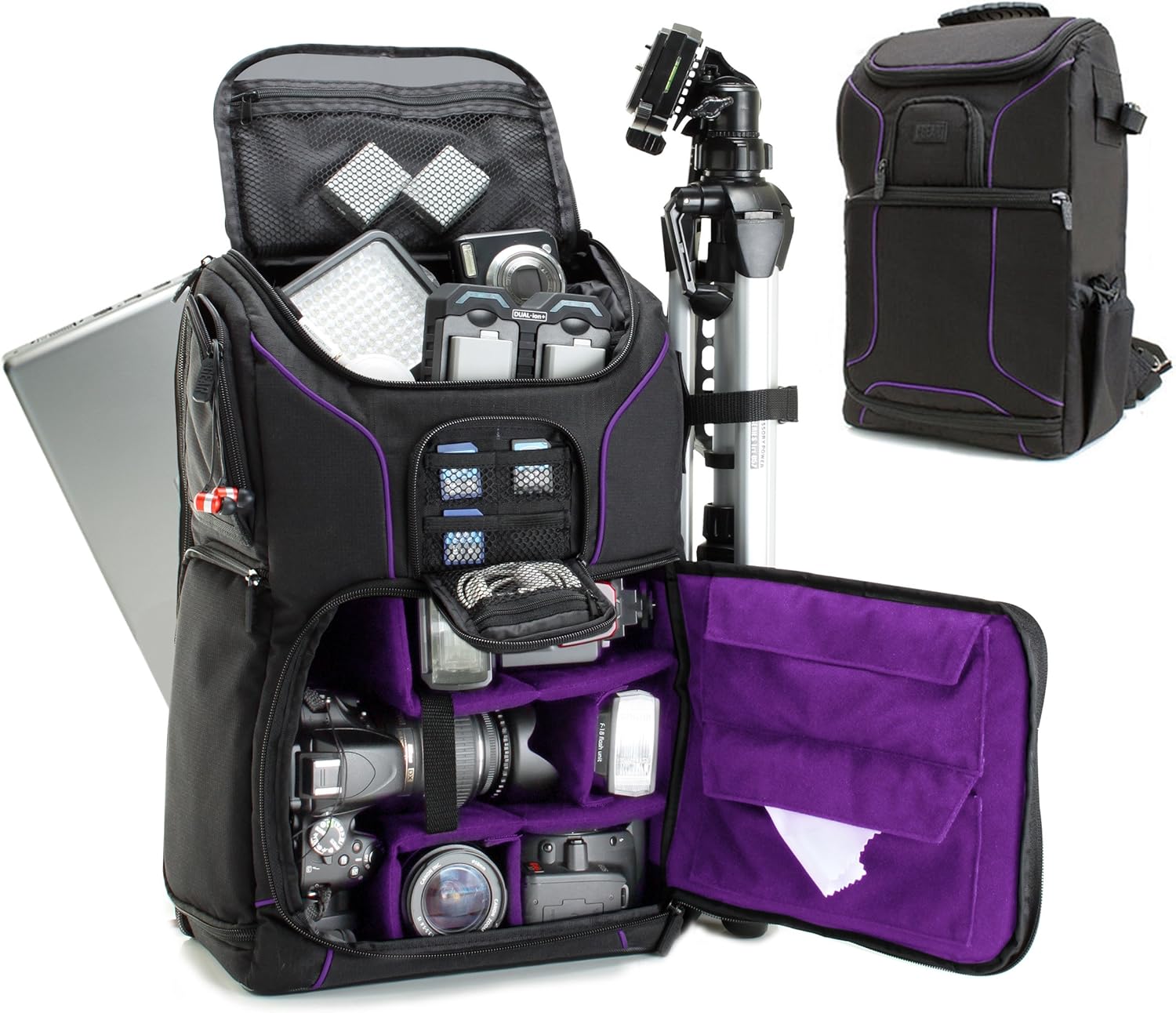 USA Gear DSLR Camera Backpack Case - 15.6 inch Laptop Compartment, Padded Custom Dividers, Tripod Holder, Rain Cover, Long-Lasting Durability and Storage Pockets - Compatible with Many DSLRs (Green)