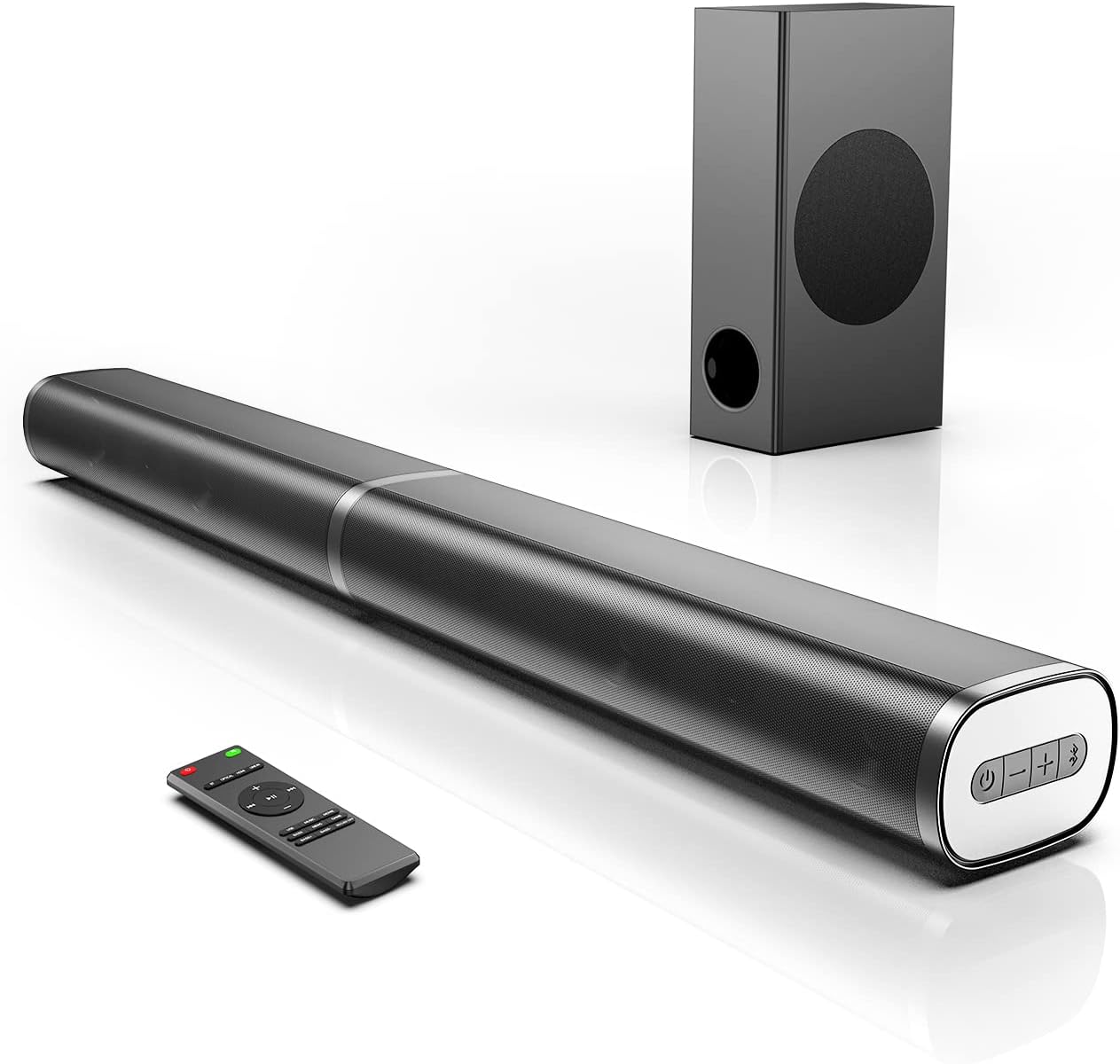 Sound Bars for TV, 190W 2.1CH Sound Bar with Subwoofer,125dB, 6 EQ Modes, LED Display Off, Bass Adjustable Surround Sound, HDMI/Optical/Aux/USB, Remote Control, Wall Mountable