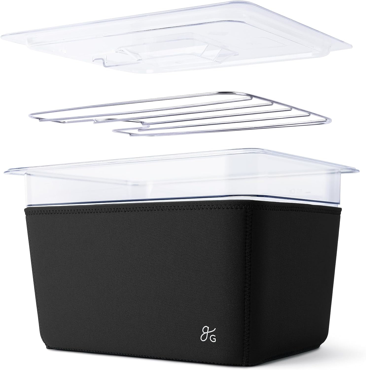 YINCHEN Pro Sous Vide Kit - An 1100 Watt, Powerful, Precise Sous Vide Cooker and Premium, Plastic Container with Sous Vide Rack, Lid, and Neoprene Sleeve | Designed in St. Louis
