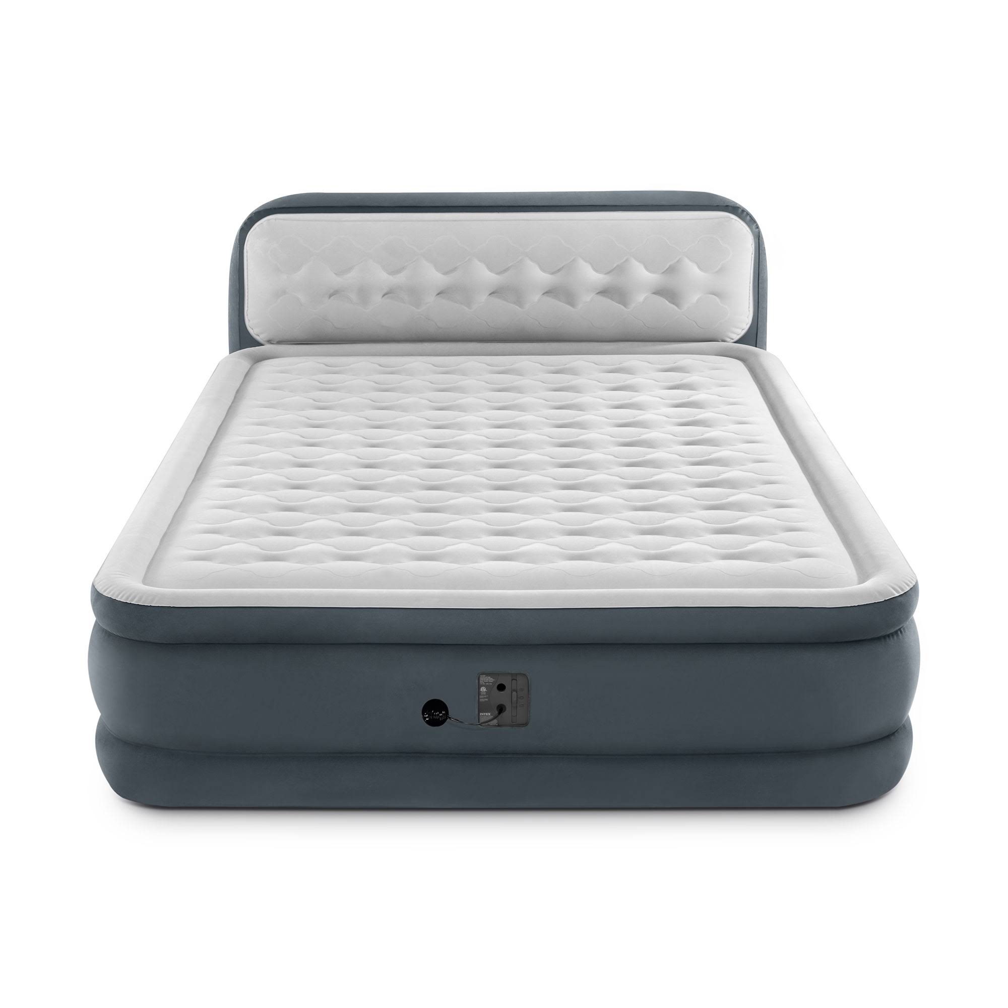 Intex Dura Beam Deluxe Airbed with Built in Pump u0026 Ultra Plush Headboard, Queen