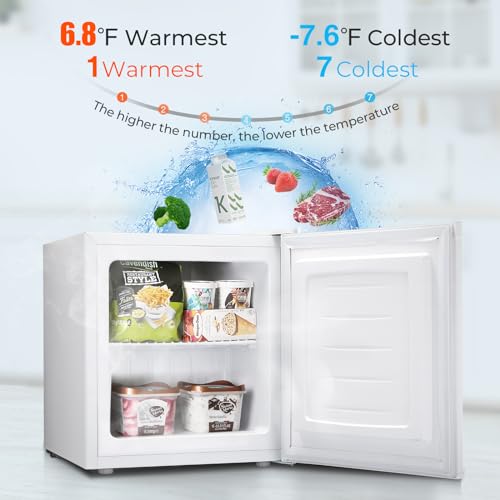 R.W.FLAME Mini Freezer/Small Freezer with Reversible Single Door, Energy Saving,Upright Freezer with Removable Shelves/Adjustable Thermostat, Adjustable Feet for Bedrooms/Dorms/Apartment/Office/Home