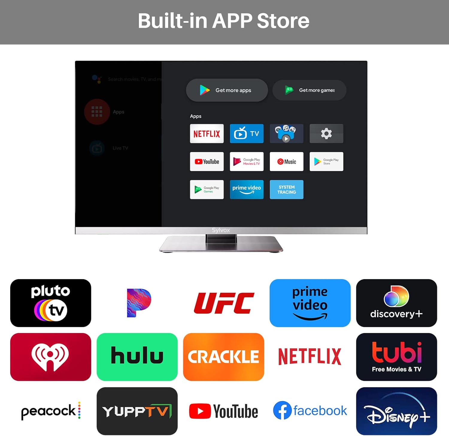 SYLVOX RV TV, 32 inches 12/24V TV for RV 1080P Full HD Smart TV, Built-in APP Store, Support WiFi Bluetooth, Small Android TV for Car Home Camper Truck Boat(Limo Series, 2023)