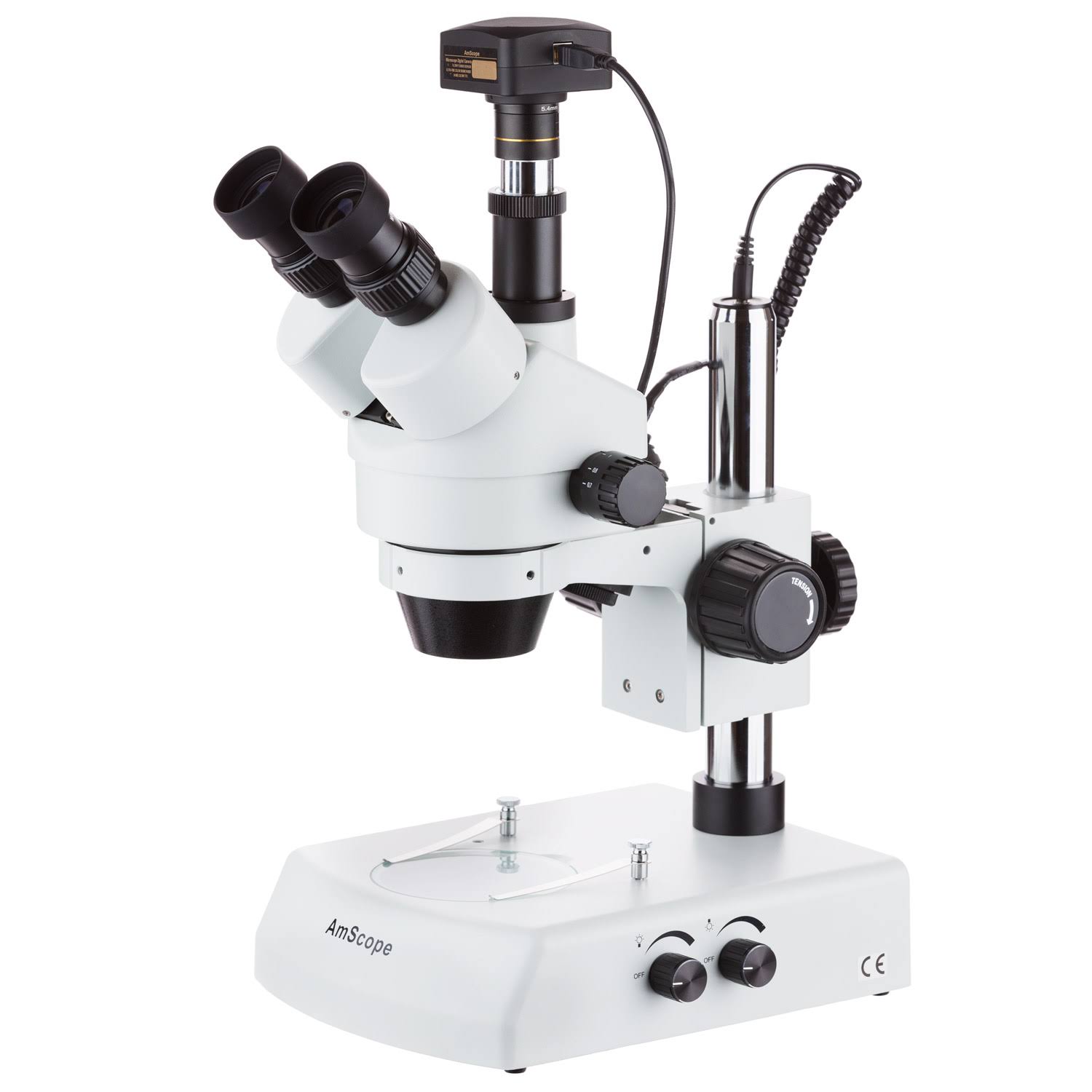 Amscope 3.5X-45X LED Trinocular Zoom Stereo Microscope with 10MP USB3 Camera